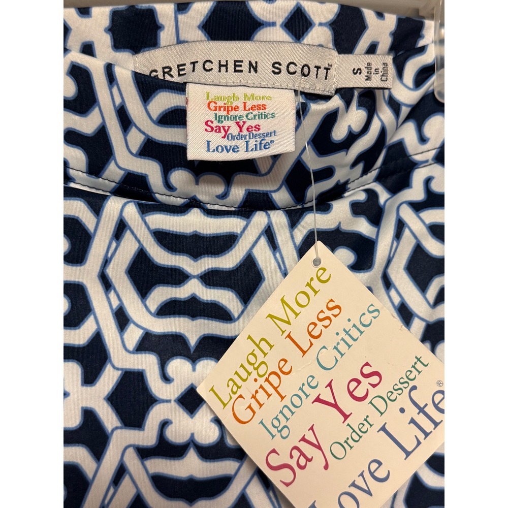 Gretchen Scott Skippy Skort Blue White Geometric Lattice Golf Tennis Skirt Small - Picture 6 of 8